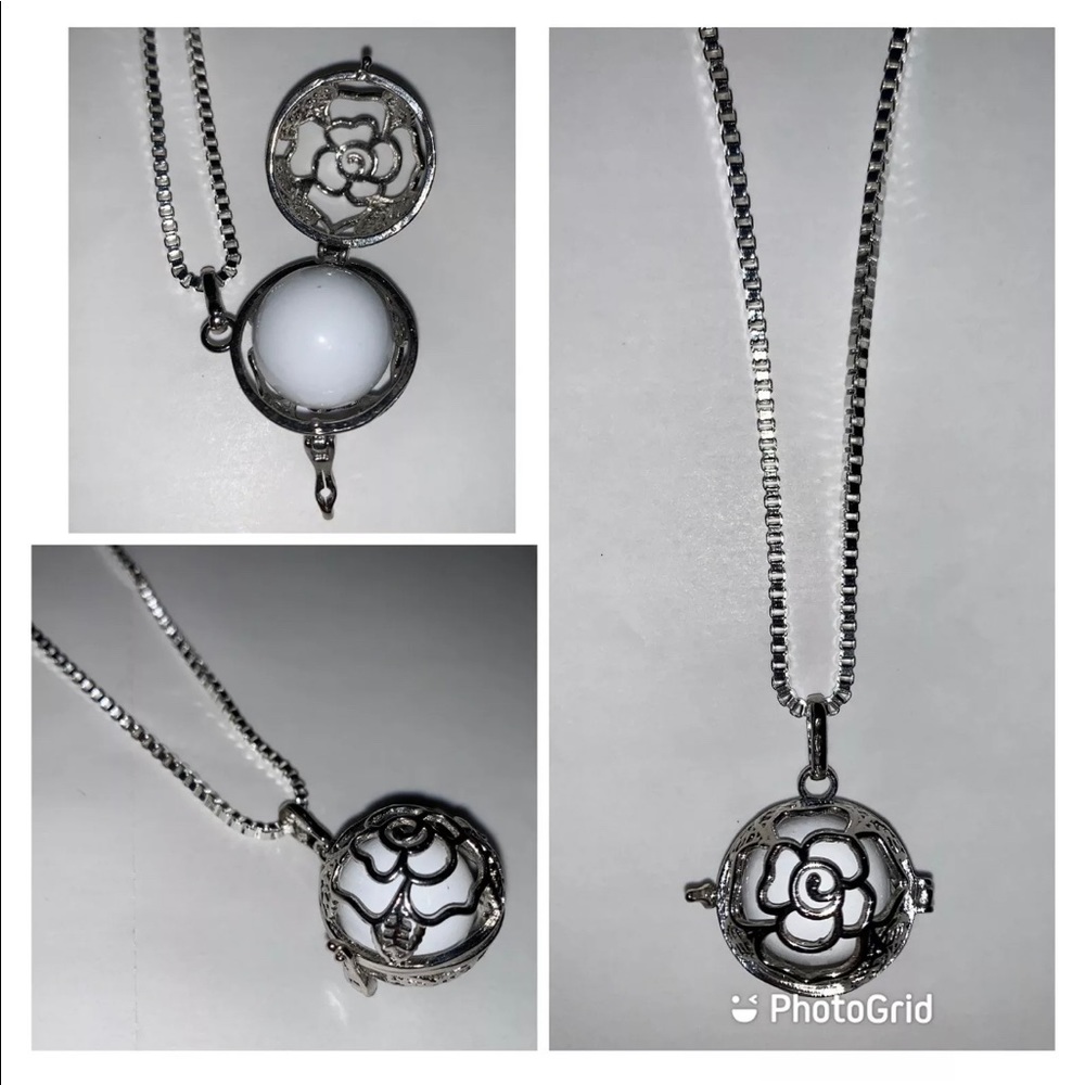 925 S. Silver Bola Angel Chime Bell Necklace, 26”